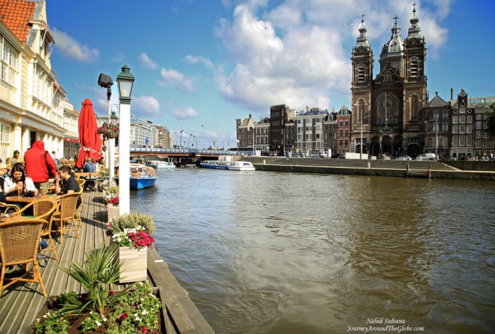 Endless canals of Amsterdam in The Netherlands 