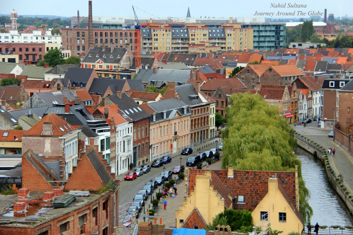 Panoramic view from top of the keep of Counts Castle in Gent