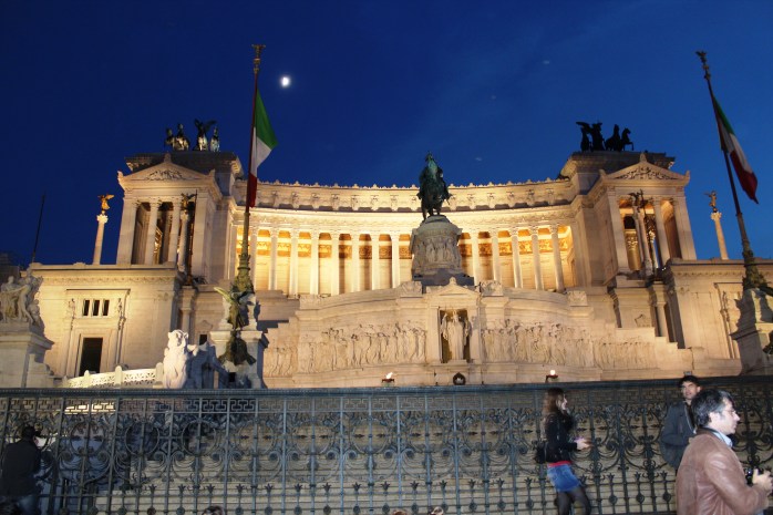National Monument to Victor Emanuel II at night in Piazza Venezia
