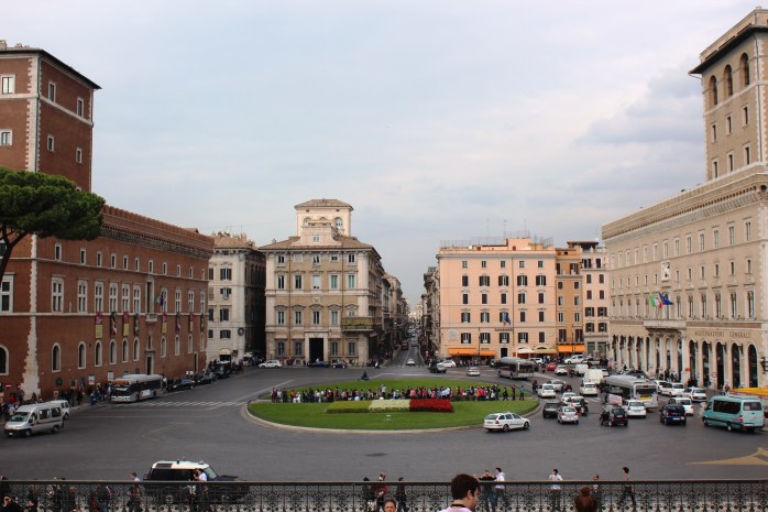 Looking at Piazza Venezia from The National Monument of Victor Emmauel II