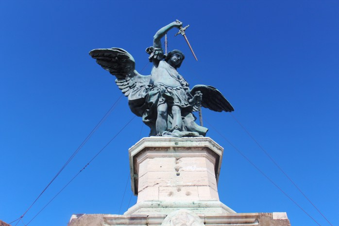 Statue of Archangel Michael on top of the castle