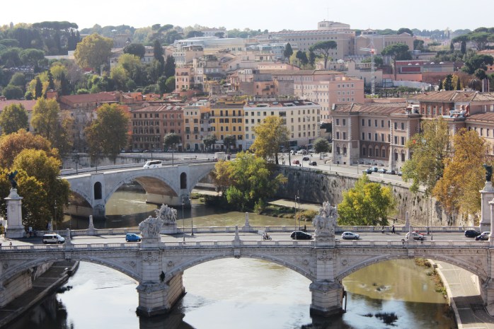 River Tiber and the surrounding bridges from top of the castle