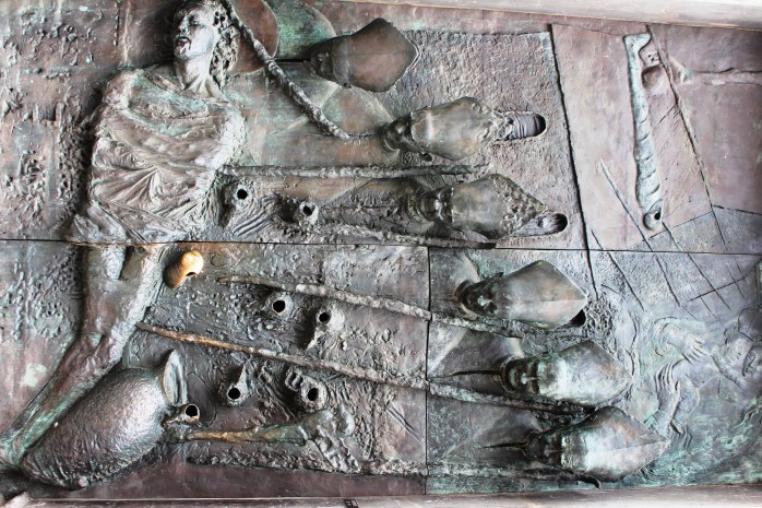 Sculpture on one of the entrance to St. Nicholas Cathedral or Ljubljana Cathedral