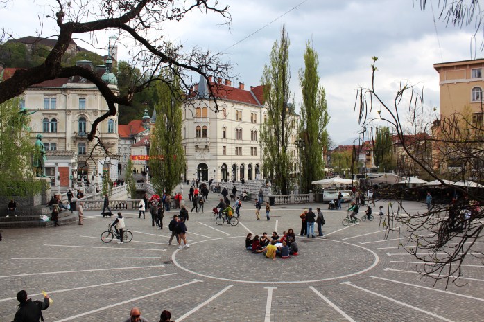 Preseren Square as viewed from Church of Annunciation, Ljubljana, Slovenia