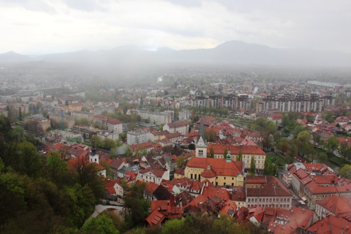 A panoramic view of Ljubljana from the viewing tower of Ljubljana Castle