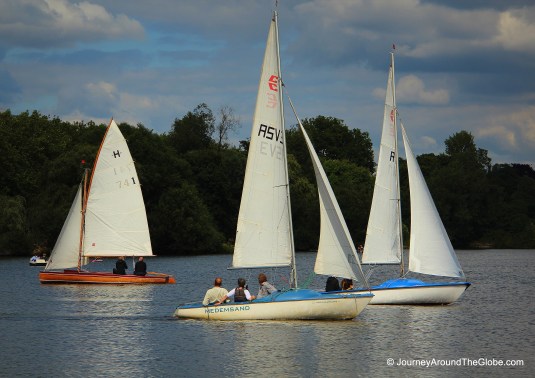 Sailboats on Binnenalster in Hamburg, Germany