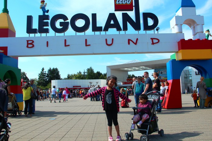 My 2 princesses in front of Legoland Billund main entrance