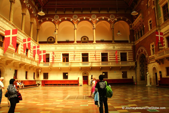 The main hallway of Copenhagen Town Hall, Denmark