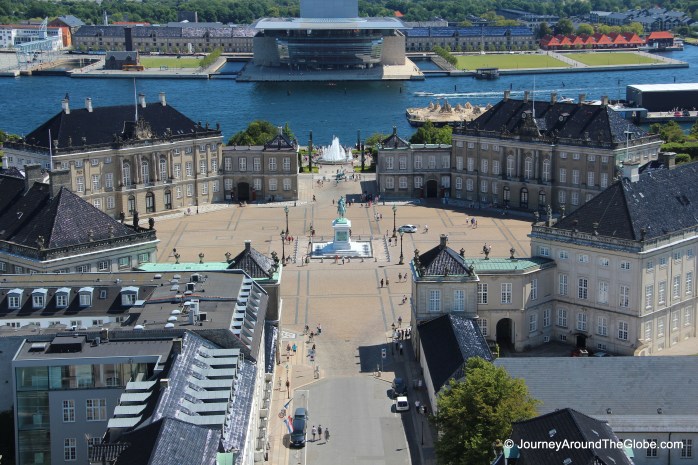 View of Ameliaborg Palace from top of Marble Church in Copenhagen, Denmark