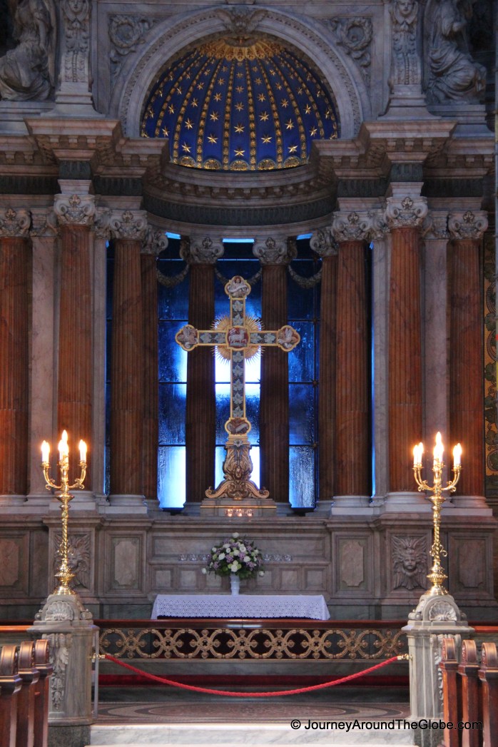 Simple yet beautiful altar inside Marble Church of Copenhagen, Denmark