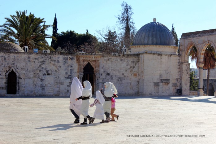 Little girls on Temple Mount, just got out of Dome of the Rock after a prayer