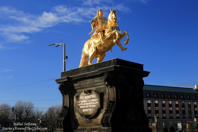 Goldener Reiter - a golden statue of King Augustus the Great in Neustadt Dresden, Germany