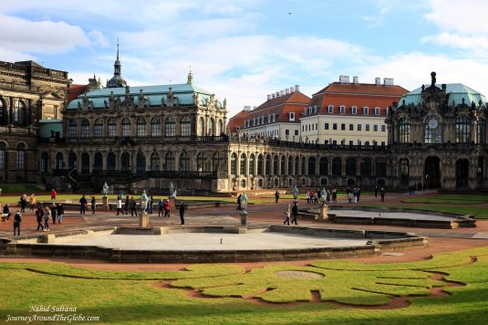 Dresden Zwinger - Glockenspiel Pavilion (clock tower) on the right