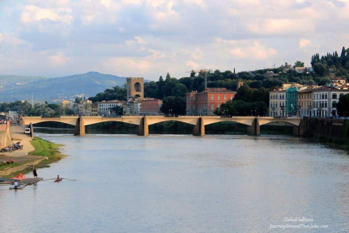 Florence or Firenze in Italy by River Arno