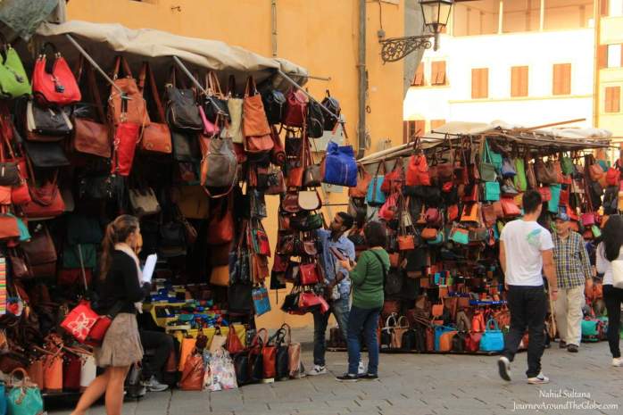 Purse vendors in Florence, Italy
