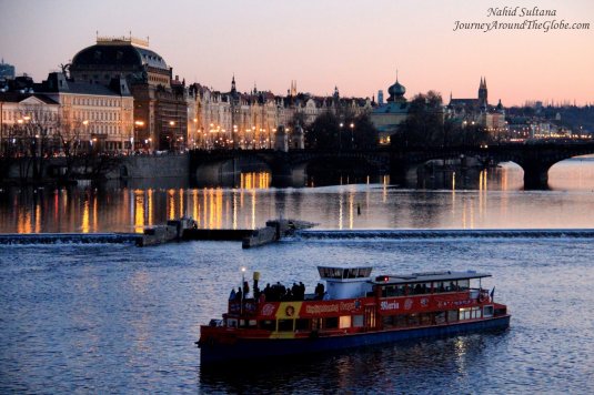 River Vltava and the city of Prague from Charles Bridge
