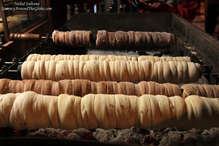 Trdelnik - a rolled pastry on burning coal, something local we tried in Prague