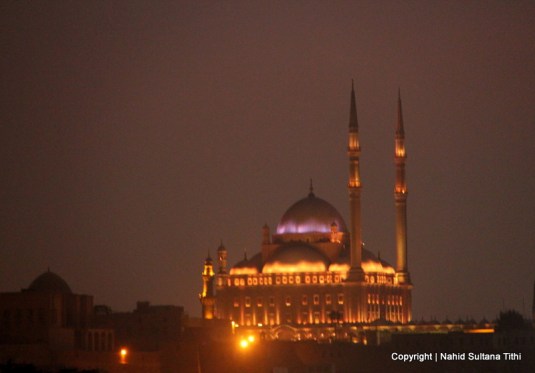 Grand view of Ali Pasha at night from Al-Azhar Park, Cairo, Egypt