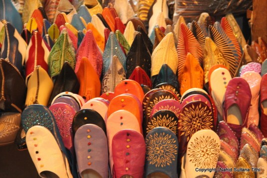 Moroccan babouche (slippers) in a souk of Marrakech