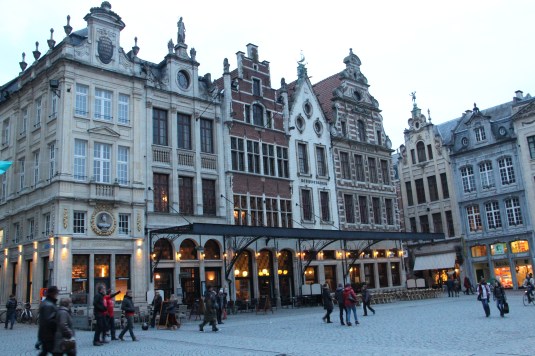 Typical Flemish-style buildings in Grote Markt of Leuven