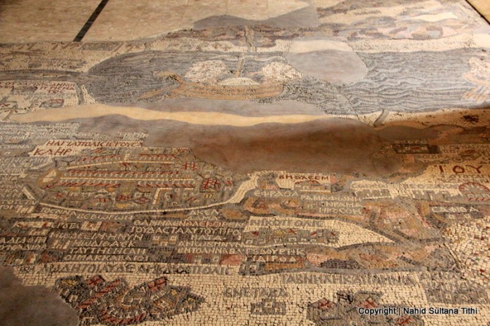 Map of Holy Land from the 6th century inside Greek Orthodox Church of St. George, Jordan