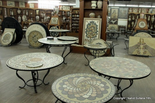 Hand-made souvenirs in the showroom of Madaba Handcrafts Center, Jordan