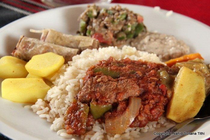 Lunch buffet in Jordanian House in Jarash