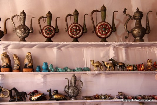 A souvenir shop on the mountains selling local trinkets in Petra, Jordan