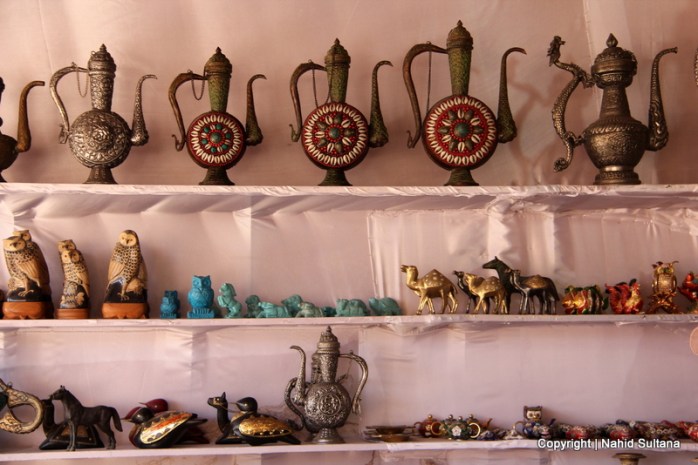 A souvenir shop on the mountains selling local trinkets in Petra, Jordan