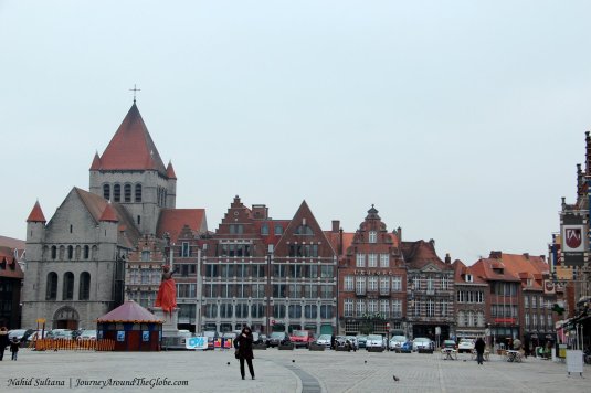 Flemish style buildings in the old town of Tournai, Belgium