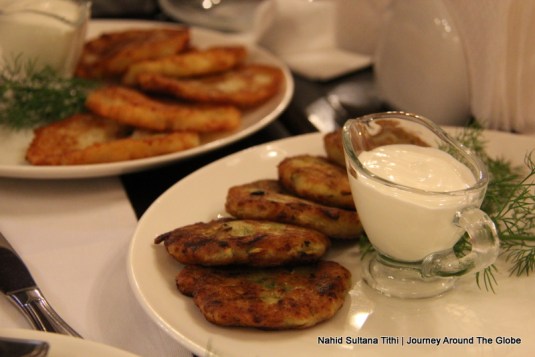 Ukrainian zucchini pancakes in Kiev