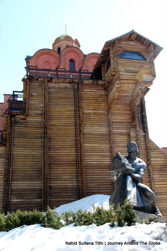 Side view of Golden Gate of Kiev in Ukraine