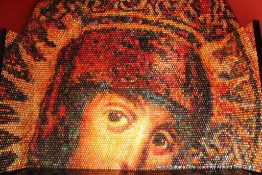 This artwork inside St. Sophia's Cathedral was created by 15,000 hand-painted Easter eggs