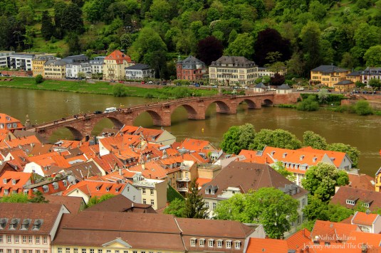 Alte Brucke - a pedestrian bridge on River Necker in Heidelberg, Germany