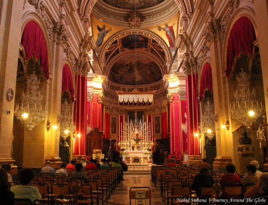 Inside Gozo Cathedral or Citadel Cathedral in Gozo, Malta