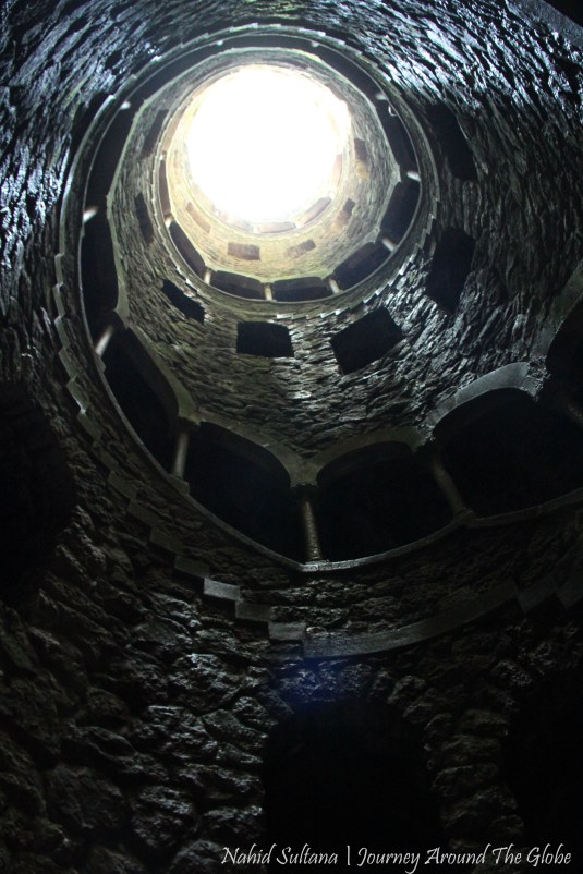 From the bottom of Initiatic Well in Quinta de Regaleira in Sintra, Portugal
