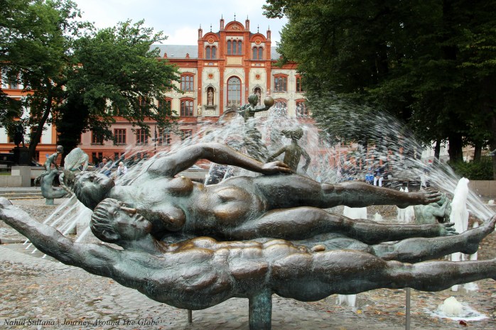 "Fountain of Joy" in University Square of Rostock, Germany
