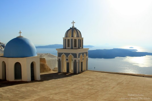 Looking at Aegean from Firestefani, Santorini