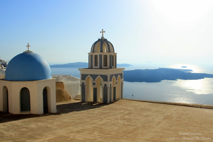 Looking at Aegean from Firestefani, Santorini
