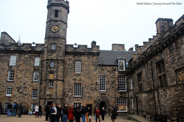 Royal Palace (front) and Great Hall (right) in Edinburgh Castle