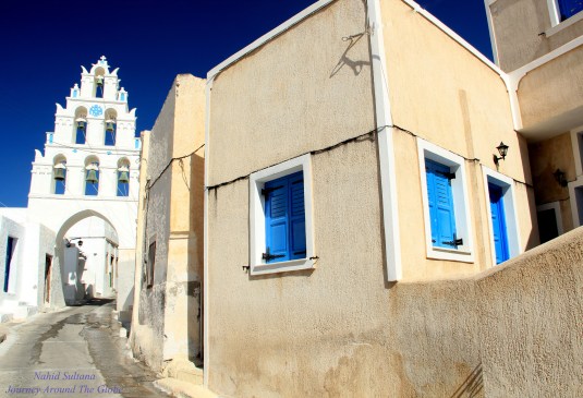 Bell Tower of Church of Virgin Mary in Megalochori, Santorini