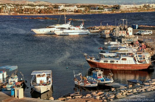 Looking over Paphos Harbor from the castle, in Cyprus