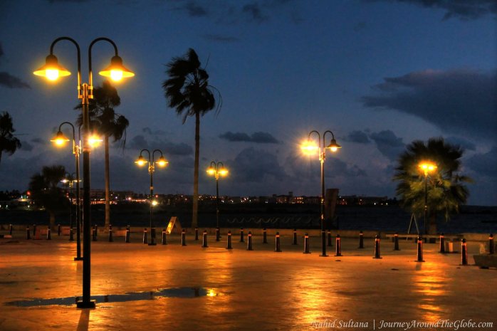 Paphos Harbor at night