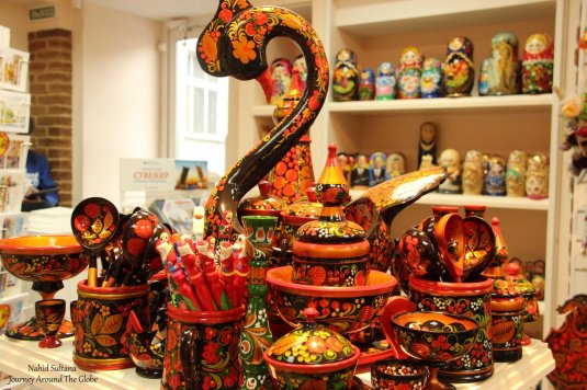 "Khokhloma" - Russian wood painting hand-crafts, something beautiful to bring back home from St. Petersburg, Russia