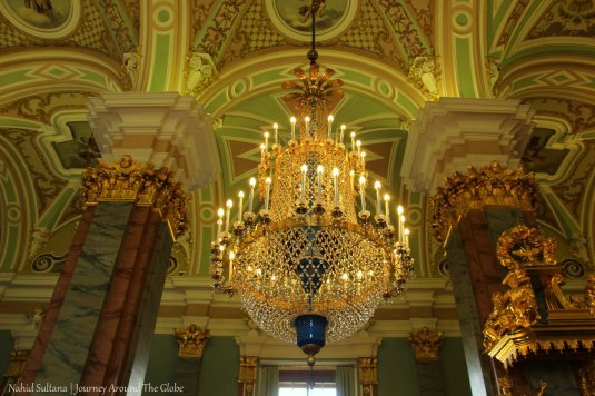 Stunningly decorated the cathedral inside Peter and Paul Fortress in St. Petersburg