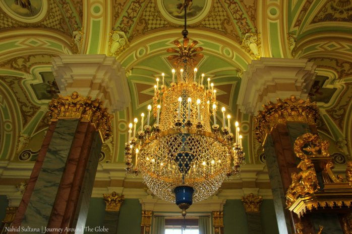 Stunningly decorated the cathedral inside Peter and Paul Fortress in St. Petersburg