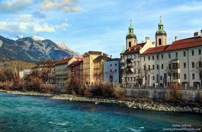 Standing on Bridge Innbrucke and enjoying this beauty in Innsbruck