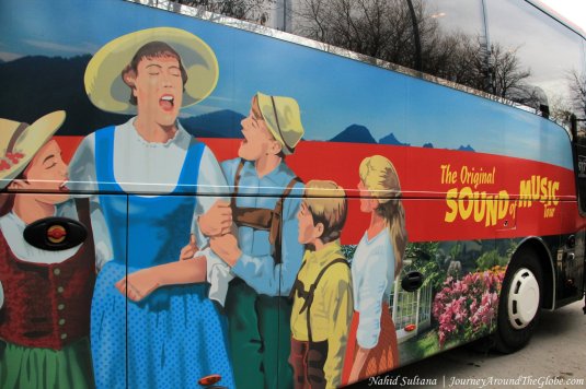 Our "Sound of Music" bus in Salzburg, Austria