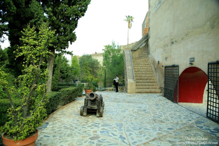 Walking around Gibralfaro Fortress in Malaga, Spain