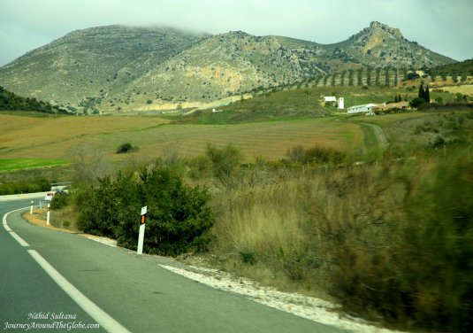 Driving from Malaga to Granada...beautiful Andalusian landscape